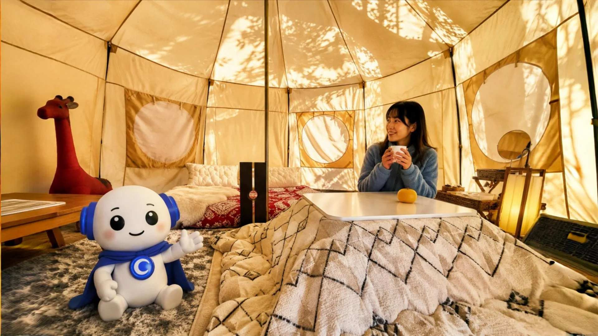 女性ひとり。アウトドア苦手でも、落ち着けそう。